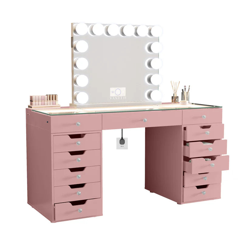 Pink Vanity with Bluetooth Mirror (39x32) My Store Pink Vanity with Bluetooth Mirror (39x32) My Store
