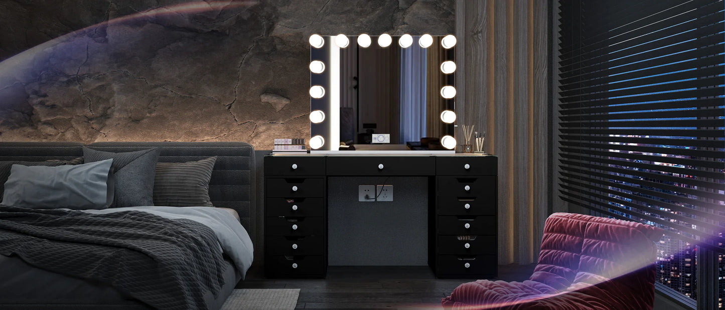Black Vanity with Bluetooth Mirror (39x32)