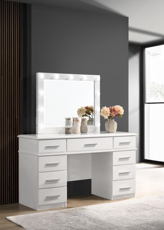 Vanity Table Lighted Mirror Glossy White