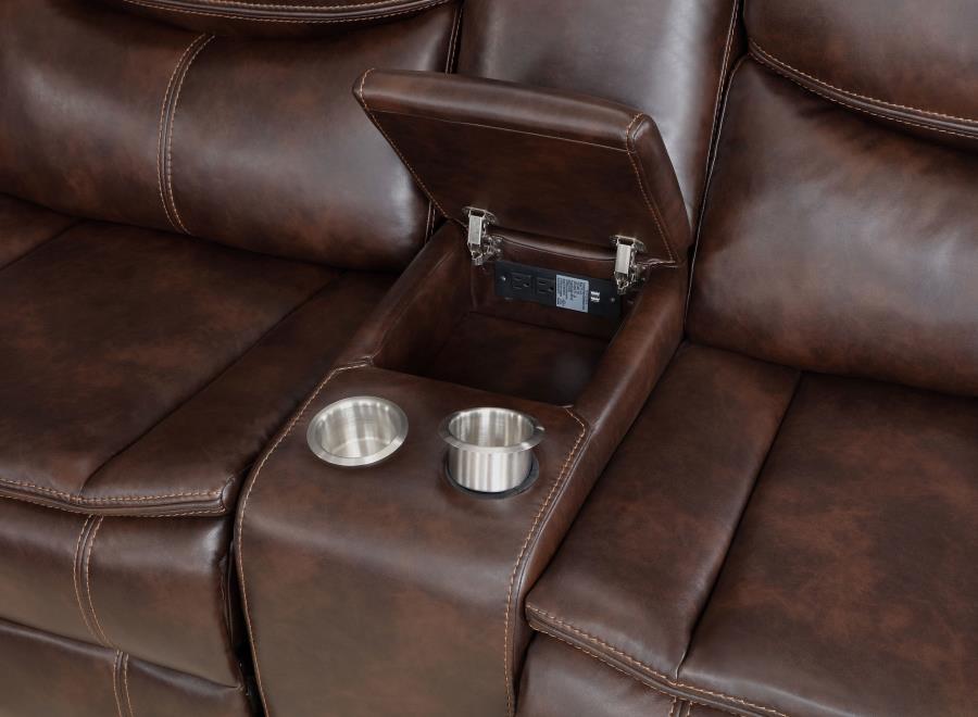 Upholstered Power Reclining Sectional Sofa Brown