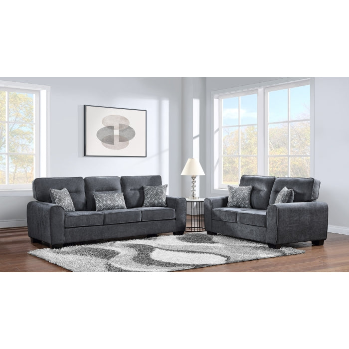 2PC Fabric Cushioned Arm Sofa Set