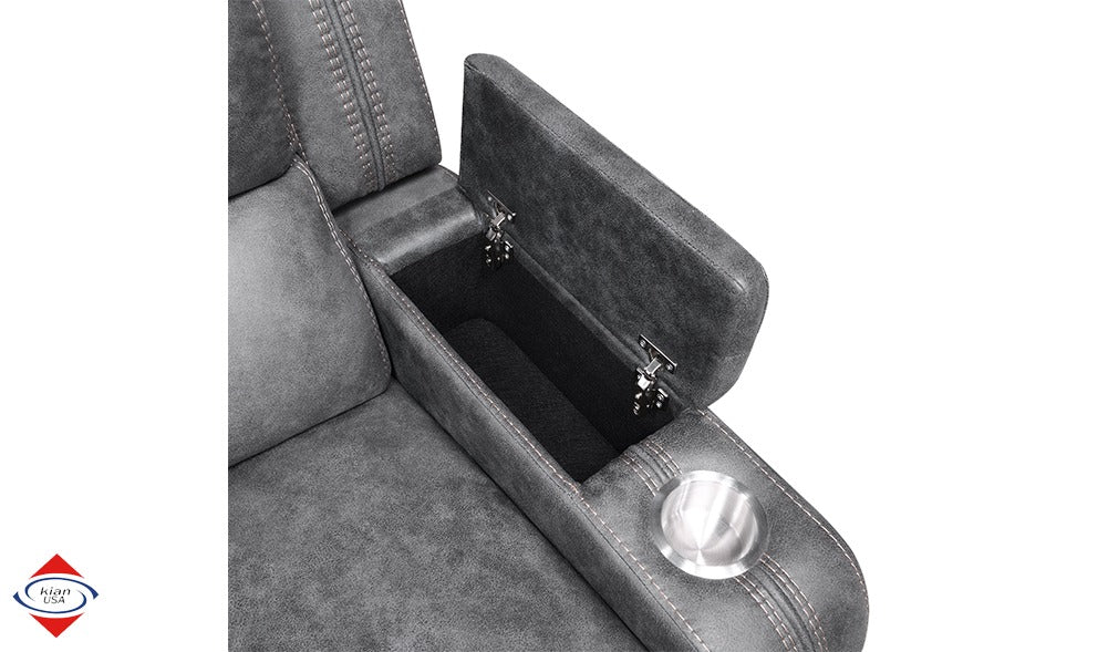 Sofa and Loveseat Recliners with USB Ports Grey 2pc