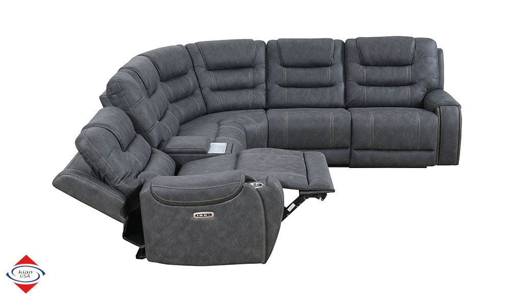 Power Sectional with USB Ports Grey