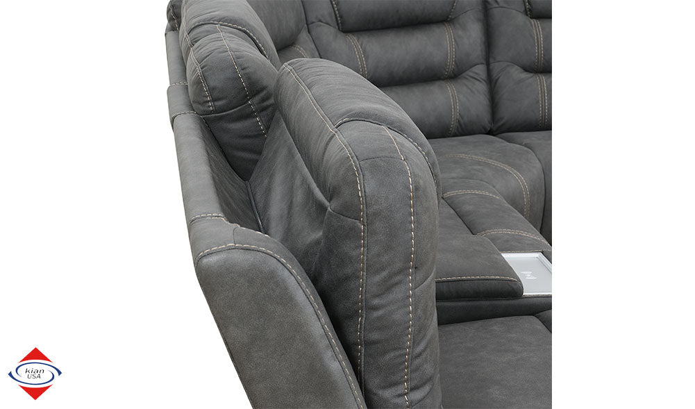 Power Sectional with USB Ports Grey