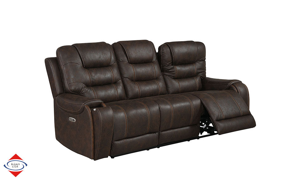 Sofa and Loveseat Power Recliner with USB Ports 2pc Brown