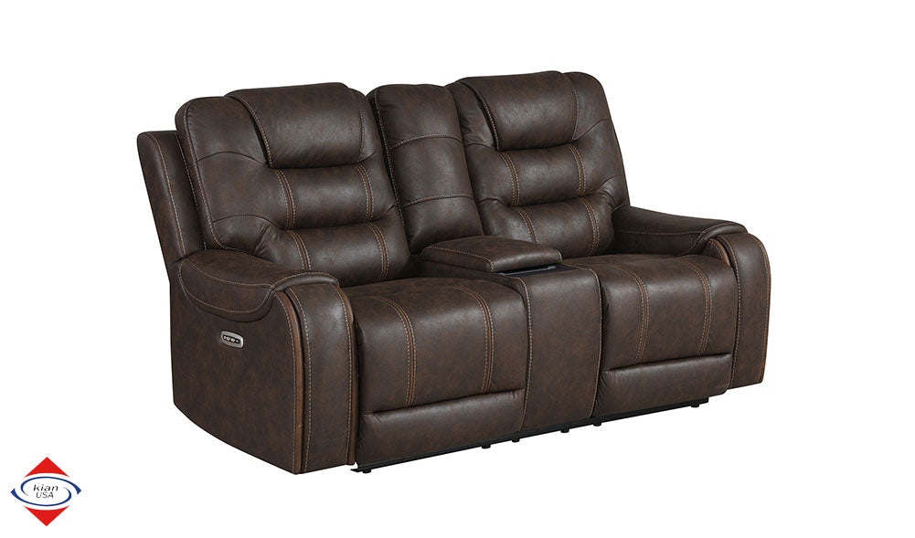 Sofa and Loveseat Power Recliner with USB Ports 2pc Brown