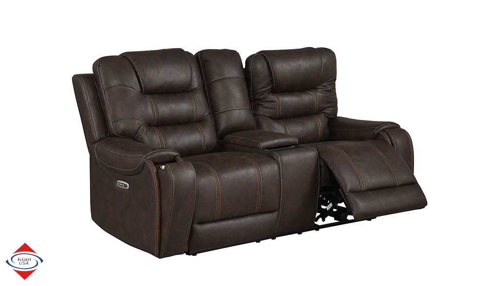 Sofa and Loveseat Power Recliner with USB Ports 2pc Brown