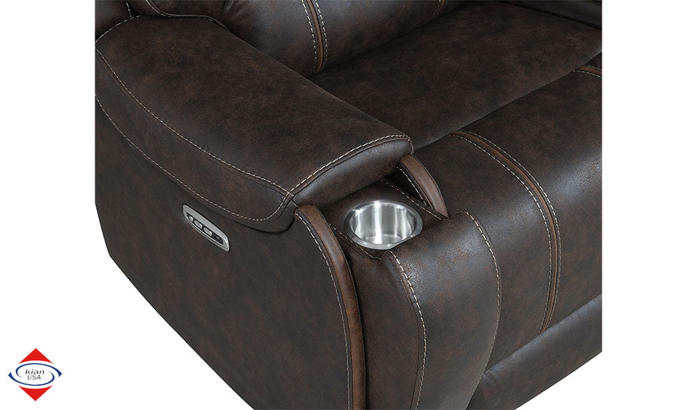 Sofa and Loveseat Power Recliner with USB Ports 2pc Brown