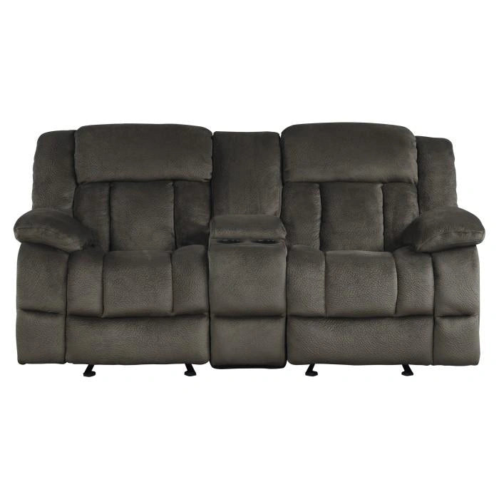 Laurelton Double Glider Reclining Loveseat w/ Center Console in Chocolate 9636-2