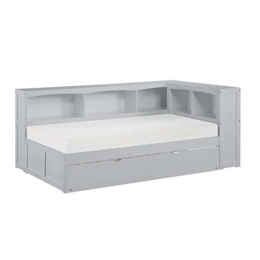 Orion-(4) Twin Bookcase Corner Platform Bed with Twin Trundle image