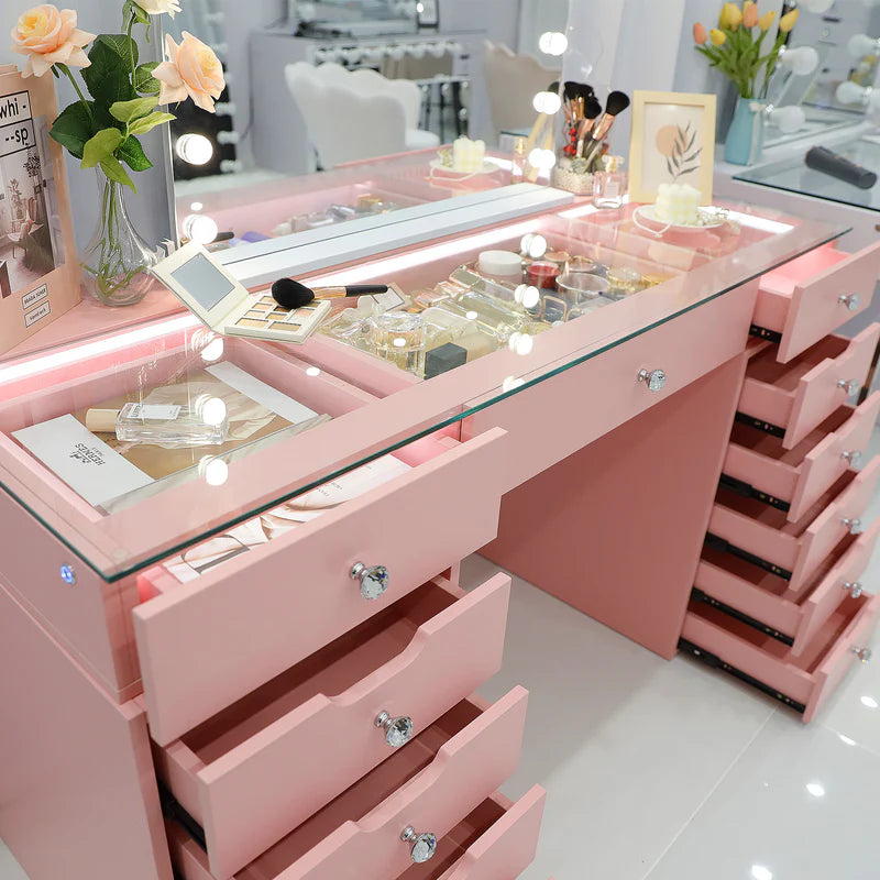 Pink Vanity with Bluetooth Mirror (39x32) My Store Pink Vanity with Bluetooth Mirror (39x32) My Store