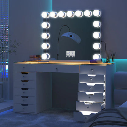 Vanity with Bluetooth Mirror  Multicolor Strip (39x32)