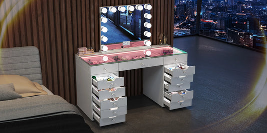 Vanity with Bluetooth Mirror  Multicolor Strip (39x32)