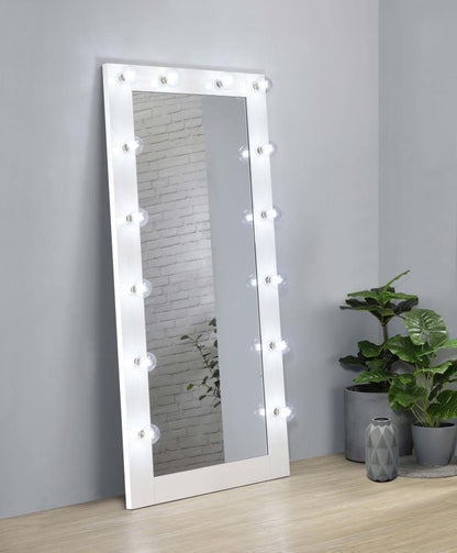 32 x 71 Inch Floor Mirror LED Lighting White Gloss