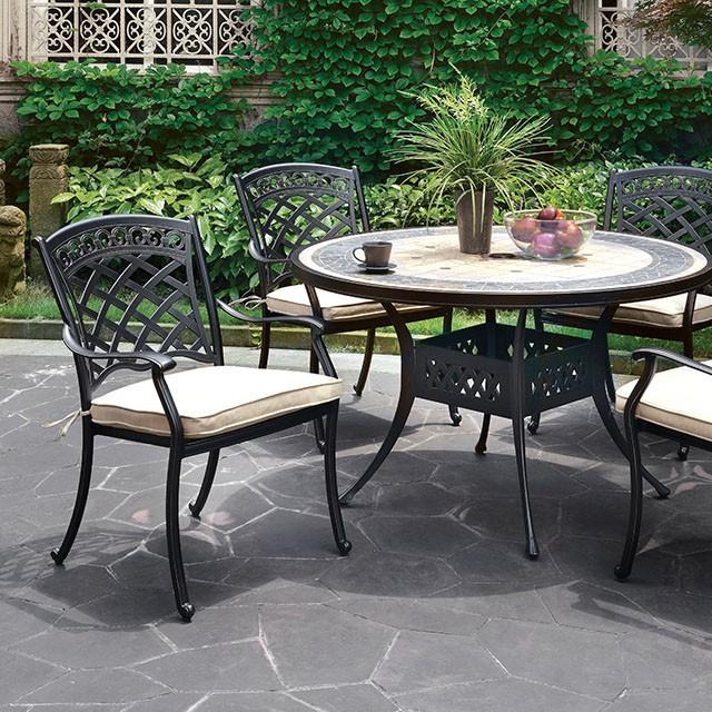 Charissa Antique Black Round Table
