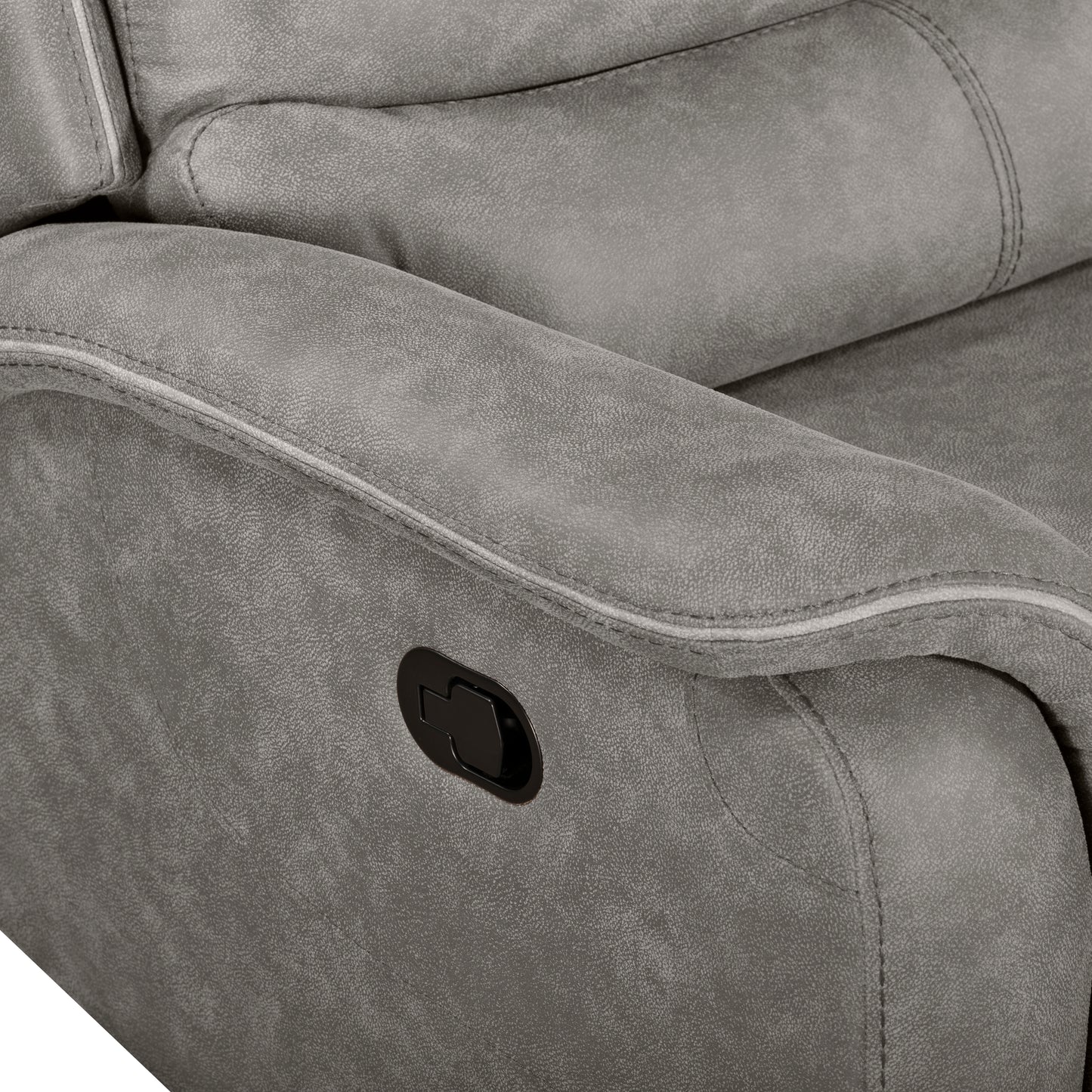 Sectional in Gray. Crafted with plush suede-like softness( Available in Power Reclining )