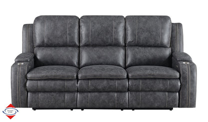 Sofa and Loveseat Recliners with USB Ports Grey 2pc