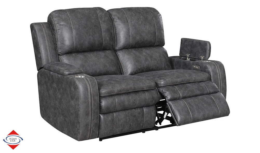 Sofa and Loveseat Recliners with USB Ports Grey 2pc
