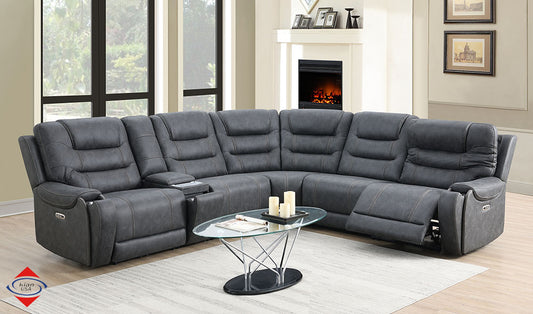 Power Sectional with USB Ports Grey