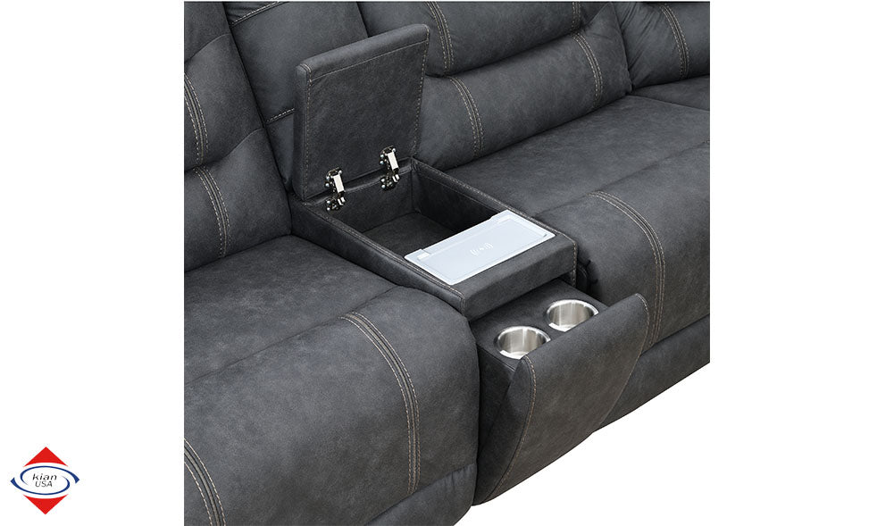 Power Sectional with USB Ports Grey